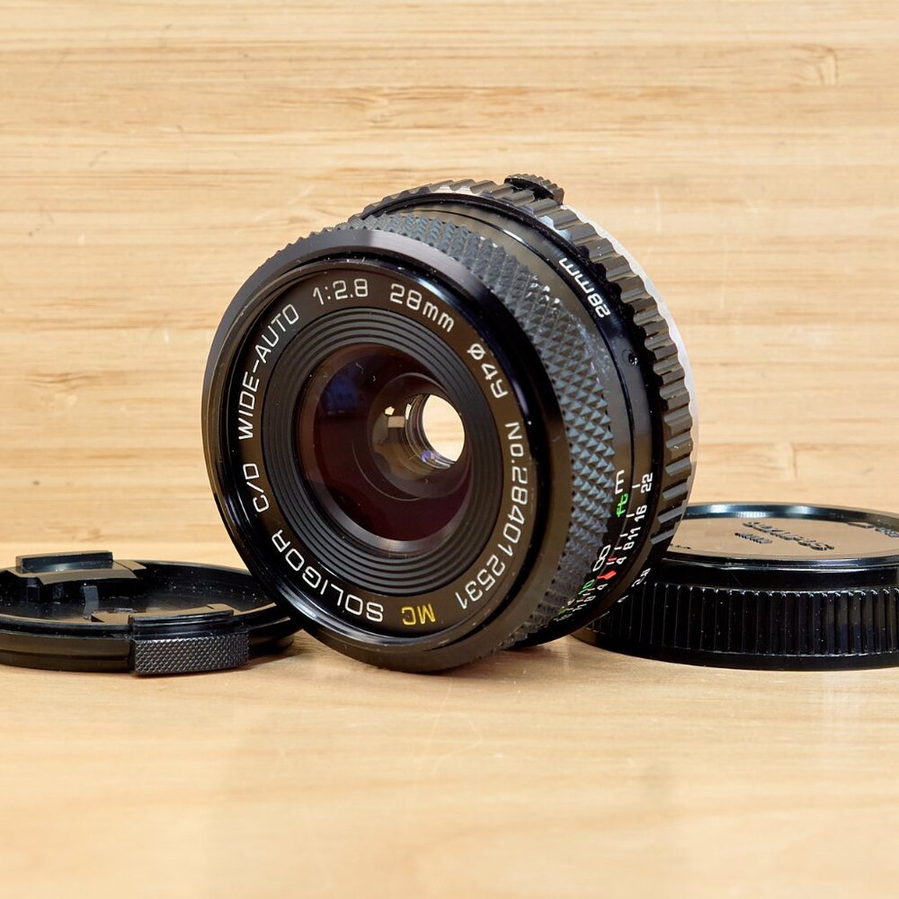 Soligor Wide-Auto MC 28mm f/2.8 Lens, Olympus OM mount, Made in Japan